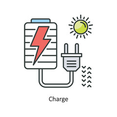 Charge Vector Filled Outline Icon Design illustration. Ecology Symbol on White background EPS 10 File