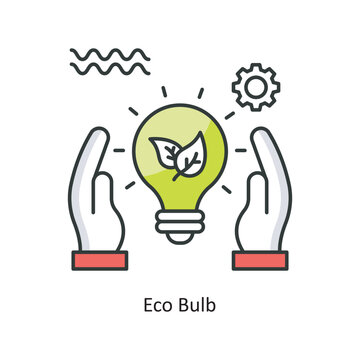 Eco Bulb Vector Filled Outline Icon Design illustration. Ecology Symbol on White background EPS 10 File