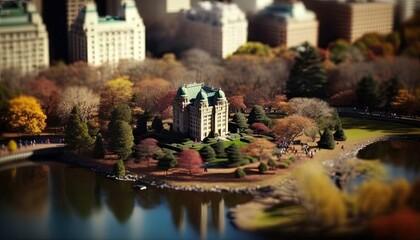 central park tilt shift aerial view generative ai