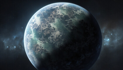 Fototapeta na wymiar Exoplanet similar to Earth in space - Space wallpaper - Generative AI