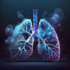 Lung with smoke, x-ray of the organ, world no tabacco day, unhealthy addiction , medical health risk , generative AI	
