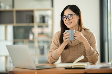 Asian woman making a happy face