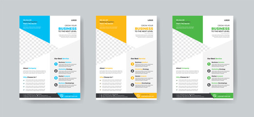 corporate flyer design bundle. poster presentation design vector layout. bundle, 3 in 1, a4 template, brochure design, cover, flyer, poster, print-ready