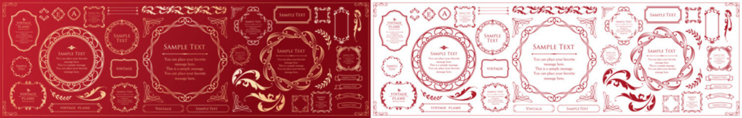 高級感のあるカードデザイン。アンティークな装飾デザイン。エレガントな縁の模様。