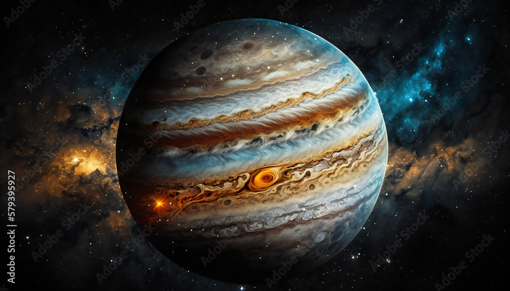 Wall mural planet similar to jupiter in space - space wallpaper - generative ai