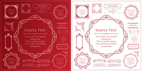 高級感のあるカードデザイン。アンティークな装飾デザイン。エレガントな縁の模様。