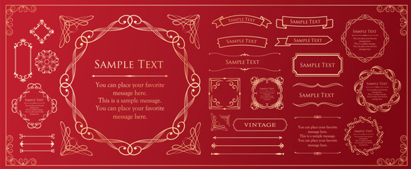 高級感のあるカードデザイン。アンティークな装飾デザイン。エレガントな縁の模様。