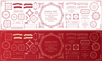 高級感のあるカードデザイン。アンティークな装飾デザイン。エレガントな縁の模様。