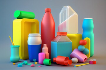 Fototapeta premium Reusable plastics concept. Generative AI