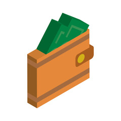 Wallet icon PNG image with banknotes with transparent background
