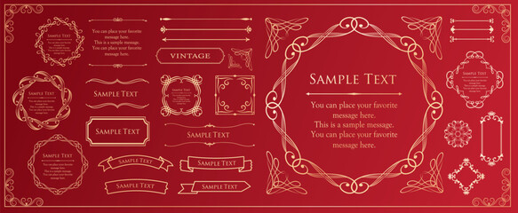 高級感のあるカードデザイン。アンティークな装飾デザイン。エレガントな縁の模様。