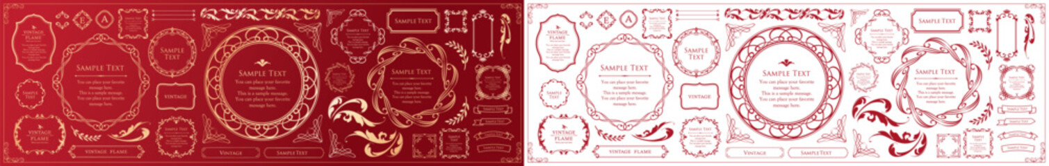 高級感のあるカードデザイン。アンティークな装飾デザイン。エレガントな縁の模様。