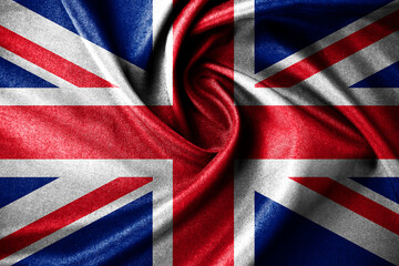 The closeup of British flag curved shapes, and Closeup of Union Jack flag concept