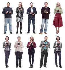 Obraz premium collage of professional photographers in full length isolated