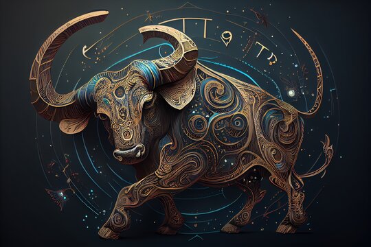 zodiac sign Taurus illustration. Generative AI