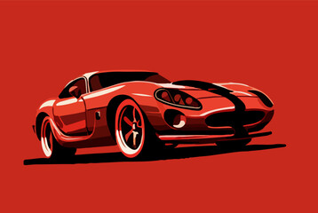 Vector illustration of a cartoon sports car from the 80s 