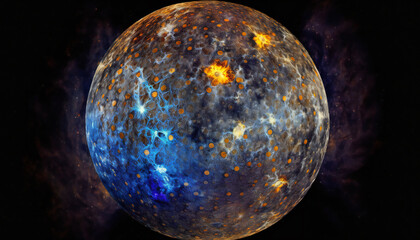Planet similar to Mercury in space - Space wallpaper - Generative AI