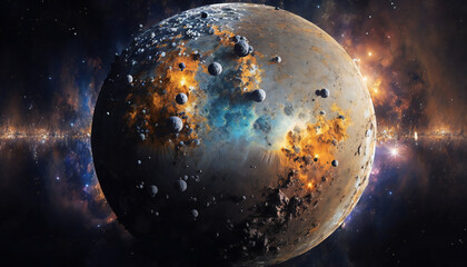 Obraz na płótnie Canvas Planet similar to Mercury in space - Space wallpaper - Generative AI