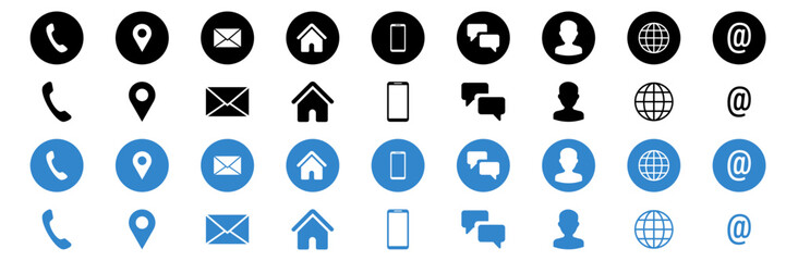 Social networking icon set. Contact and social icons. Vector illustration