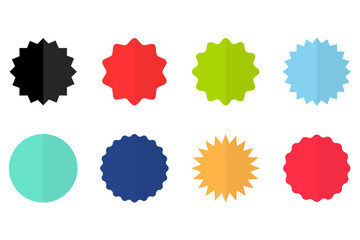 Price sticker collection, sale or discount sticker icons, sunburst badges vector flat icon
