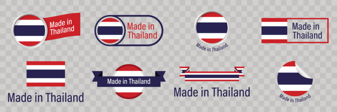 Made in Thailand label. Thailand quality Sticker collection. Vector illustration in flat design