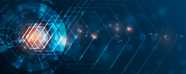 Obraz premium Abstract background image electric current technology hexagon hi tech concept