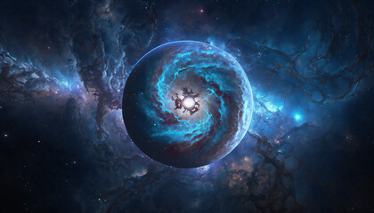 Obraz na płótnie Canvas Planet similar to Neptun in space - Space wallpaper - Generative AI