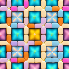 abstract square multicolored pattern of pastel colors geometric colorful background. Generative AI