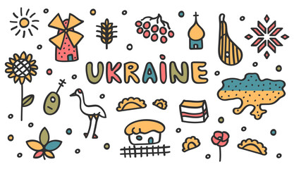 Ukrainian national elements isolated on white background