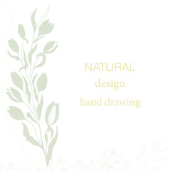 Elegant frame, background, floral wreath, gentle monogram with hand drawn wild herbs and flowers. vintage botanical illustration for invitation or wedding decor, logo, label, branding