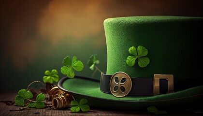 Happy St Patricks Day Background Holiday Illustration. Green Saint Patrick Generative AI design