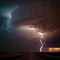 Minimalist storm over the Great Plains. Generative ai