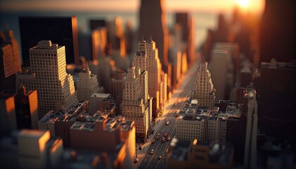 New York city aerial skyline  tilt shift generative ai