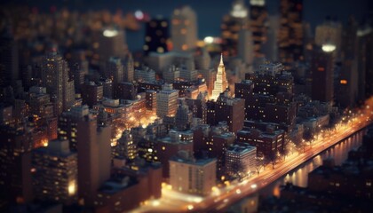New York city aerial skyline  tilt shift generative ai