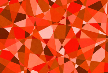 水彩の赤やオレンジの濃淡のバリエーションの直線分割のモザイク模様