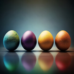 Four isolated Easter Eggs concept generated art