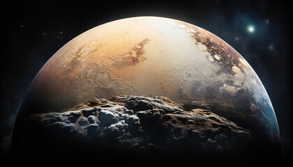 Planet similar to Pluto in space - Space wallpaper - Generative AI
