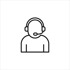 Customer Service Icon, Call Center Operator Wearing Headphone on white background