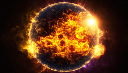 Fototapeta premium Star similar to sun in space - Space wallpaper - Generative AI