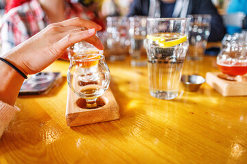 People drinking beer in Brewery