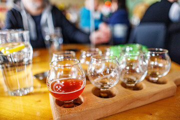 Bar table in Portland with beer