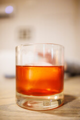 Negroni cold on ice in glass
