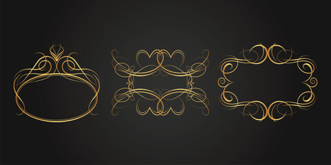 Decorative Isolated frames. Retro ornamental frame, vintage Square ornaments & ornate border. Decorative wedding frames, antique museum picture borders or deco dividers. vector art