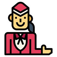 flight attendant filled outline icon style