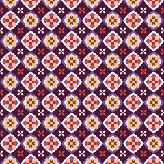 Abstract Geometric Shapes Seamless Vector Pattern Hypnotic Psychedelic Retro Squares Diamonds Azulejos Moroccan Style  Mosaic Colorful Trendy Pattern Perfect for Allover Print