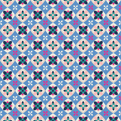 Abstract Geometric Shapes Seamless Vector Pattern Hypnotic Psychedelic Retro Squares Diamonds Azulejos Moroccan Style  Mosaic Colorful Trendy Pattern Perfect for Allover Print