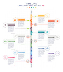 Obraz na płótnie Canvas timeline gantt chart infographic template background