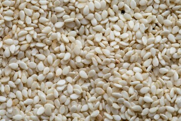 Top view closeup shot of a heap of sesame seeds