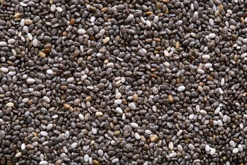Top view closeup shot of a heap of chia seeds