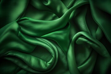 Fototapeta premium A Full Frame Shot of Satin Green Fabric. Generative AI